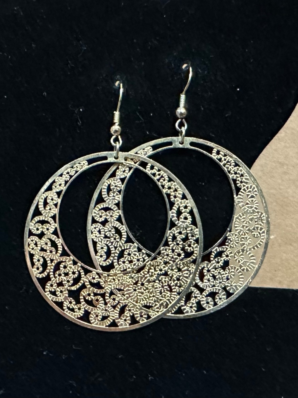 Filigree Gold-tone Disc Dangle Drop Earrings